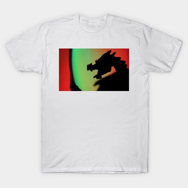 Dragon Silhouette - Red and Green T-Shirt by jdm1981